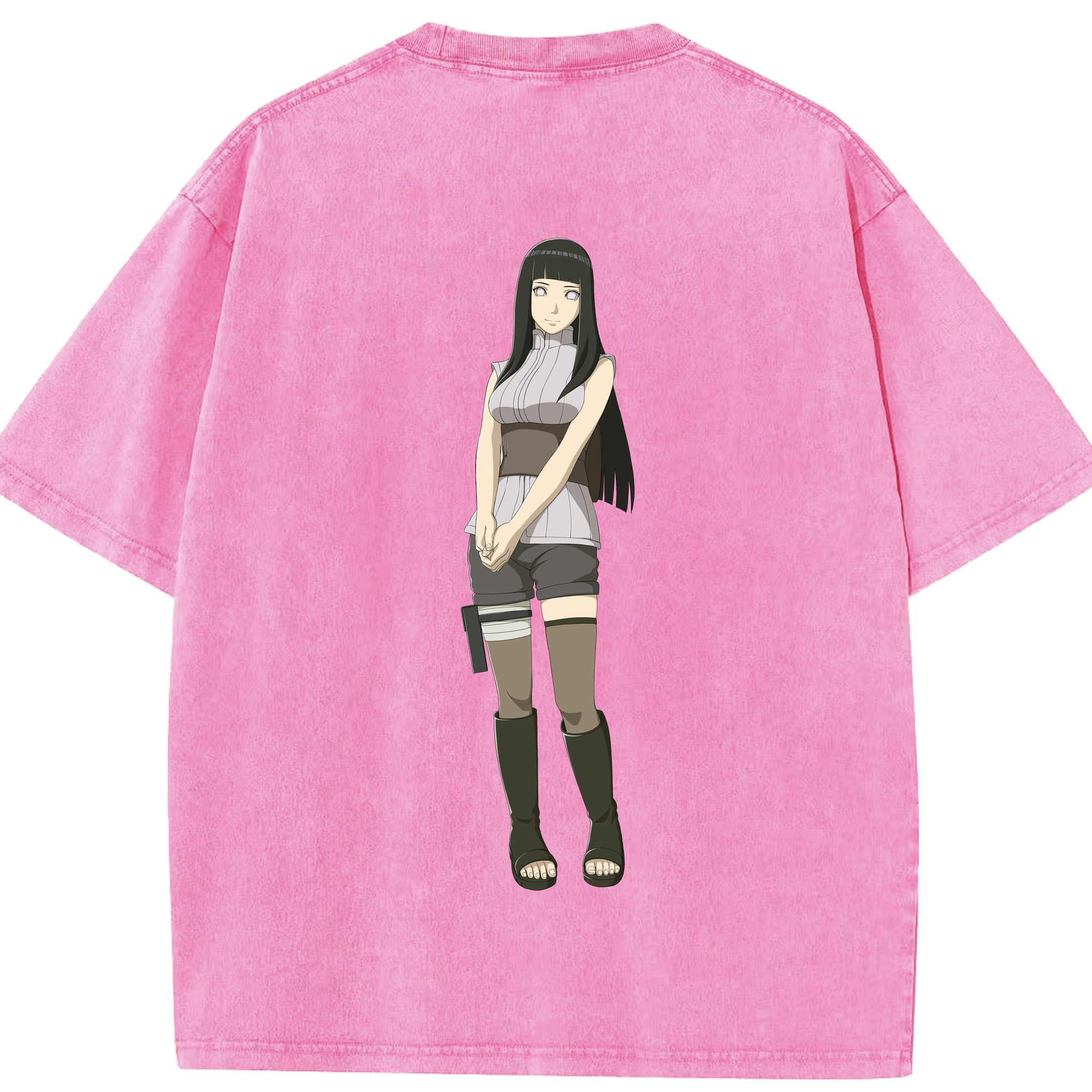 （画像用） NARUTO -ナルト- 日向ヒナタ Hyūga Hinata 綿100% ヴィンテージ風 半袖Tシャツ（背面プリント）